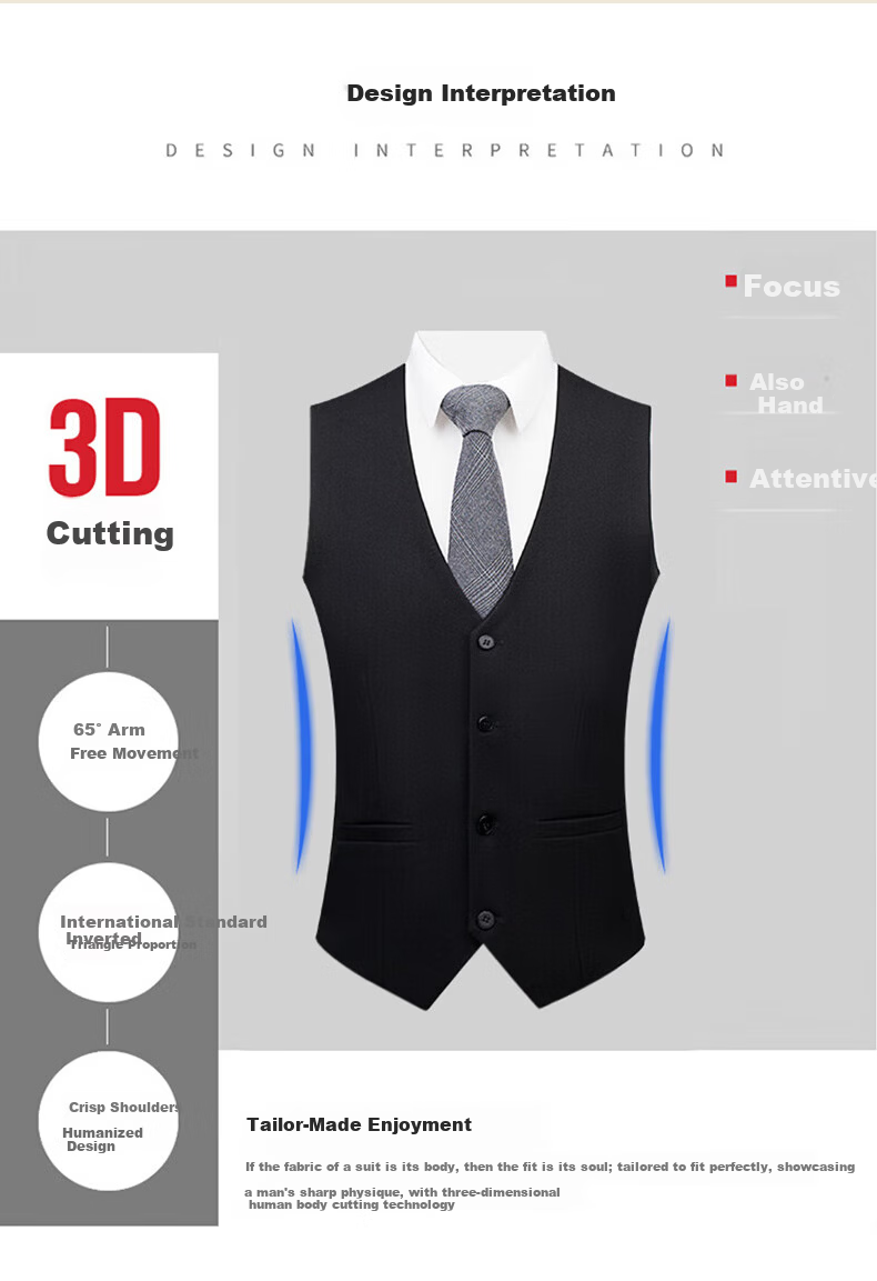 ROMON Men's Business Slim Fit Suit Jacket Formal Wedding Groom Navy Blue L 5
