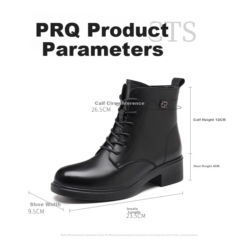 Red Dragonfly Women's Martin Boots Soft Leather Comfortable Lightweight Ankle Boots Thick Sole Slim Fit Versatile Cotton Boots WTC456991H Black Size 38 7