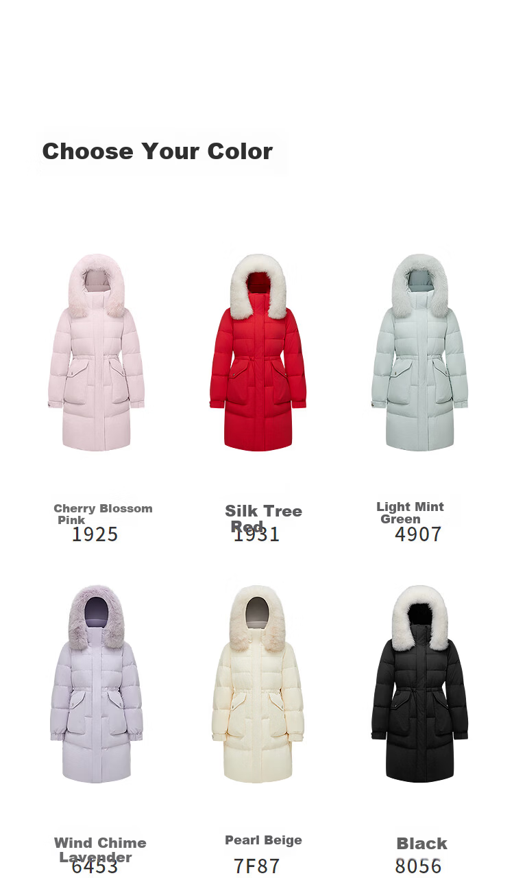 BOSIDENG 25 Years Women's Winter Down Jacket 90% Down Thickened Slim Mid-Length Large Fur Collar New Year Red Coat 7