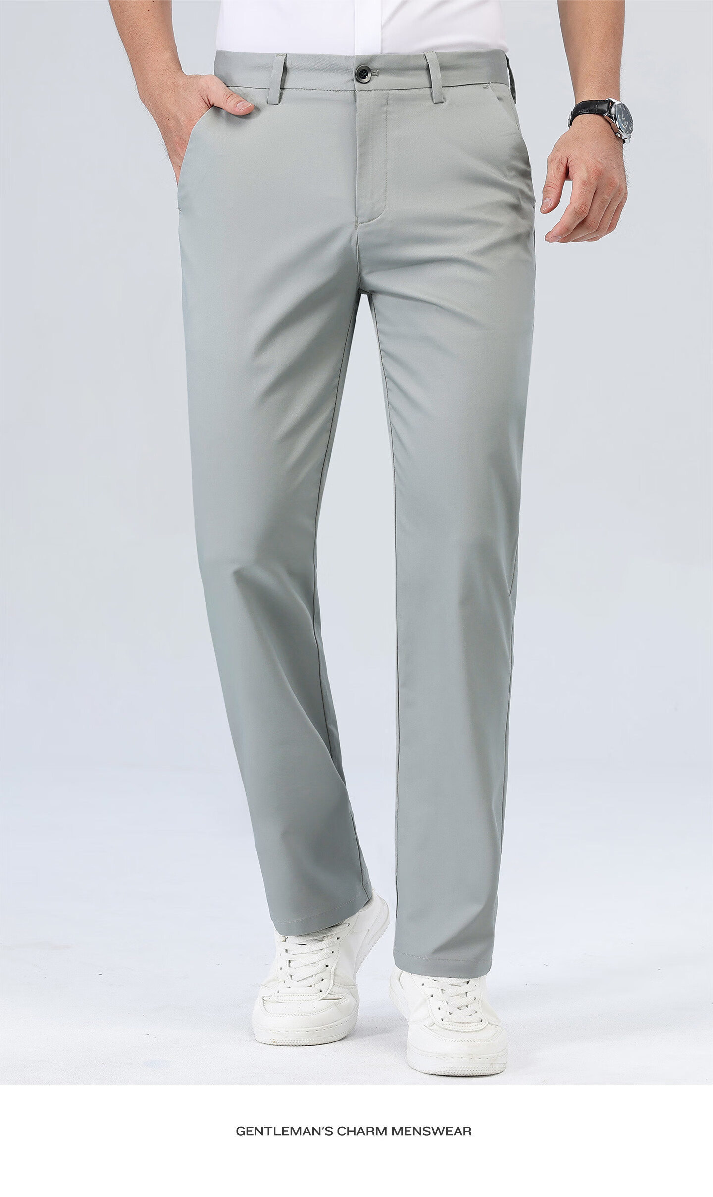 Antonio [Ice Silk & Instant Cooling] Summer Breathable Lightweight Men's Casual Pants Elastic Waist Versatile Straight Leg Trousers 12