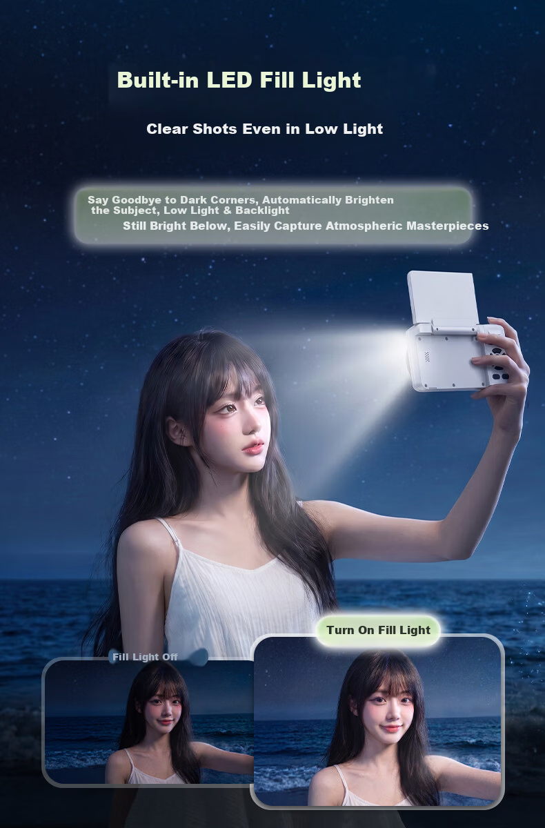 FAMUE HD CCD Digital Camera Student Retro Beauty Card Camera Girls Flip Screen Selfie Campus Travel Vlog Entry-Level Camera Birthday Gift 64G White 7