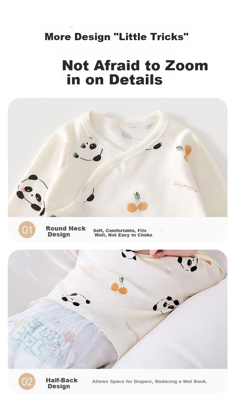 Aibaoshi Baby Clothes Spring And Autumn Pure Cotton Newborn Half-Back Shirt, Infant Monk Outfit 2-Piece Set White + Pink Size 52 T193 9
