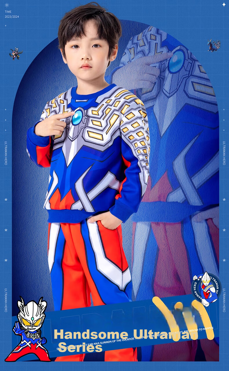 ULTRAMAN Tiga Ultraman Boys' Fleece Crewneck Sweatshirt Set 130cm [Includes Glowing Chest Light] 2