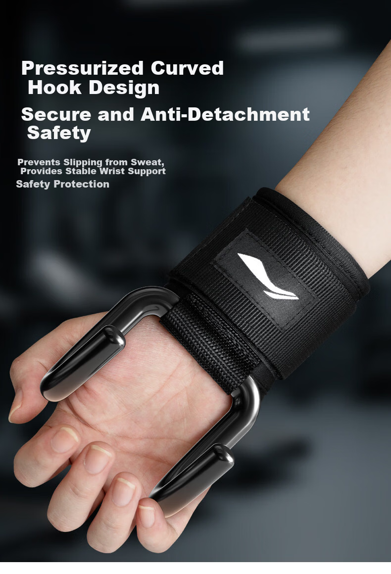 Li-Ning Pull-Up Assist Hook with Two Wrist Straps, Gym Fitness Hanging Barbell Deadlift Support Belt 6