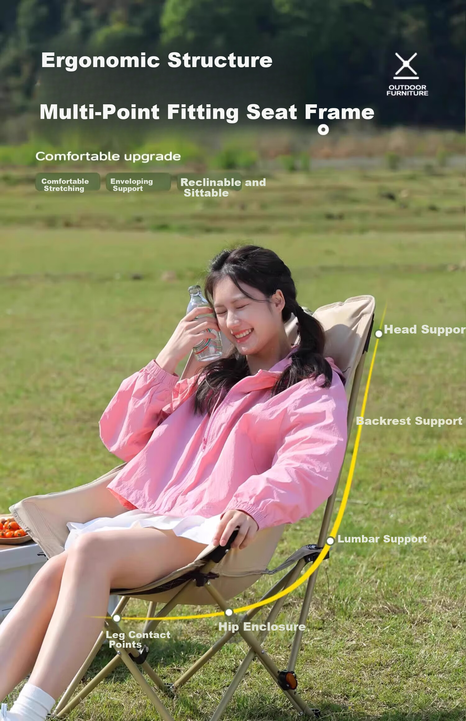 CAMEL Outdoor Camping Ultralight Portable Folding Chair Nap Recliner Balcony Leisure Fishing Chair Camping Gear Kemit Chair 4