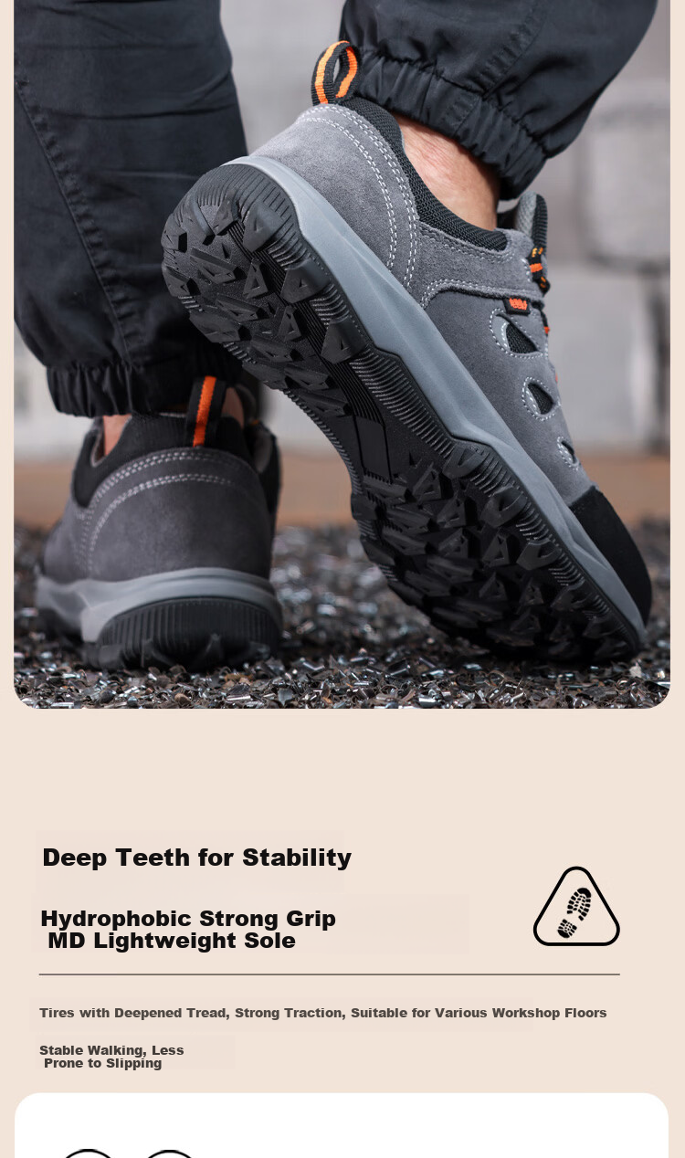 BlueOwl Shield Men's Summer Breathable Anti-Slip Electrician Insulated 10KV Anti-Smash Anti-Puncture Comfortable Work Shoes D206GY Size 45 8
