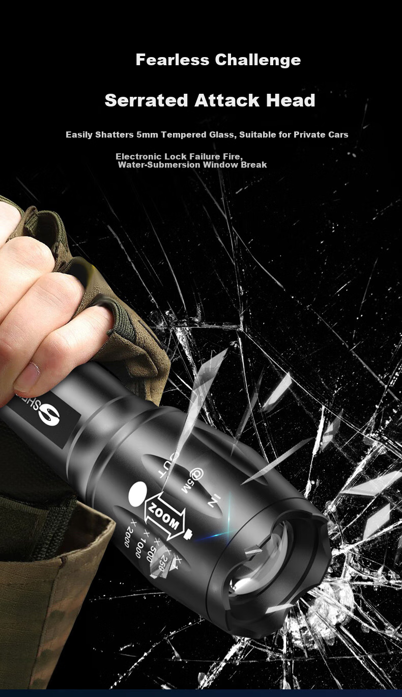 AIC Mini Flashlight High Brightness Zoomable Long Range Ultra-Long Battery Life Outdoor Cycling Emergency Light 16