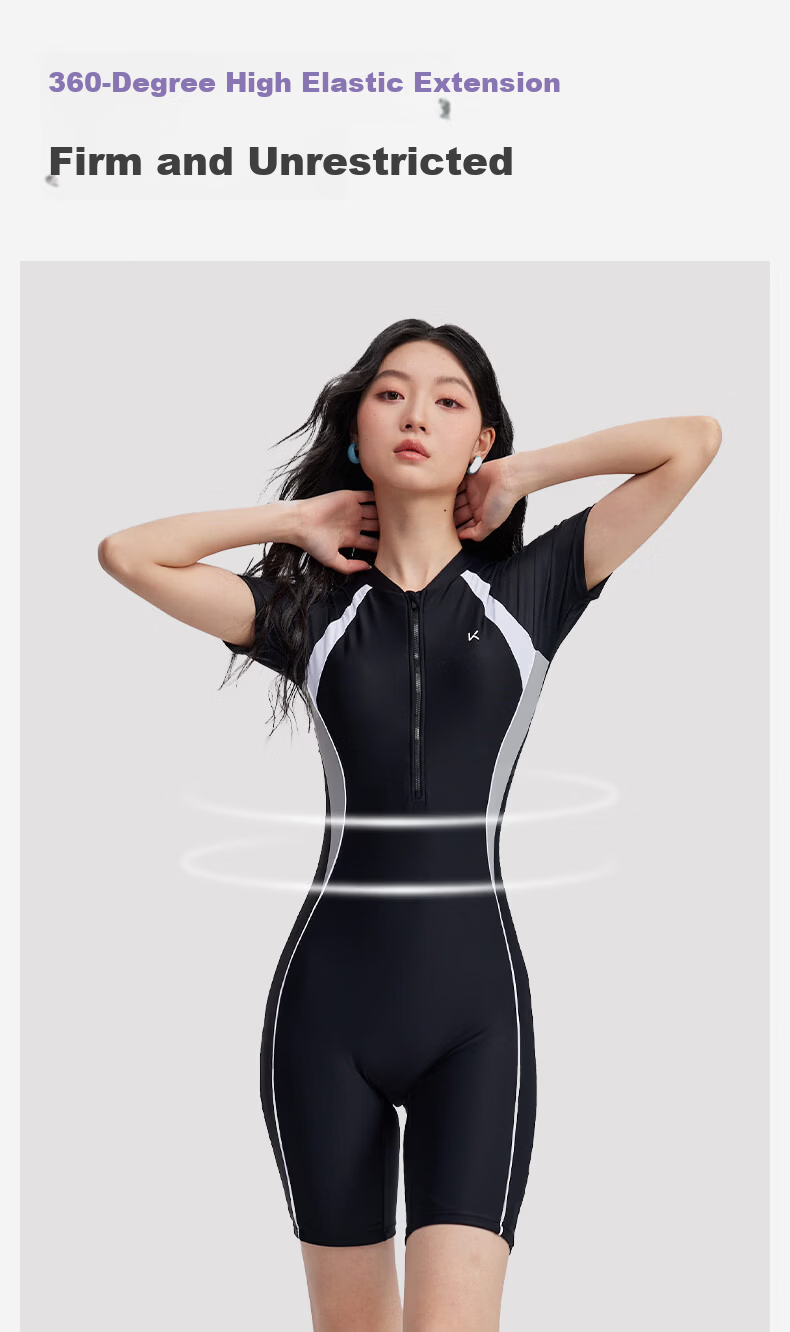 Keep Women's One-Piece Swimsuit, Knee-Length Professional Swimwear, Slimming, Chlorine-Resistant, Competitive Speed Swimwear, 2XL, Black 5