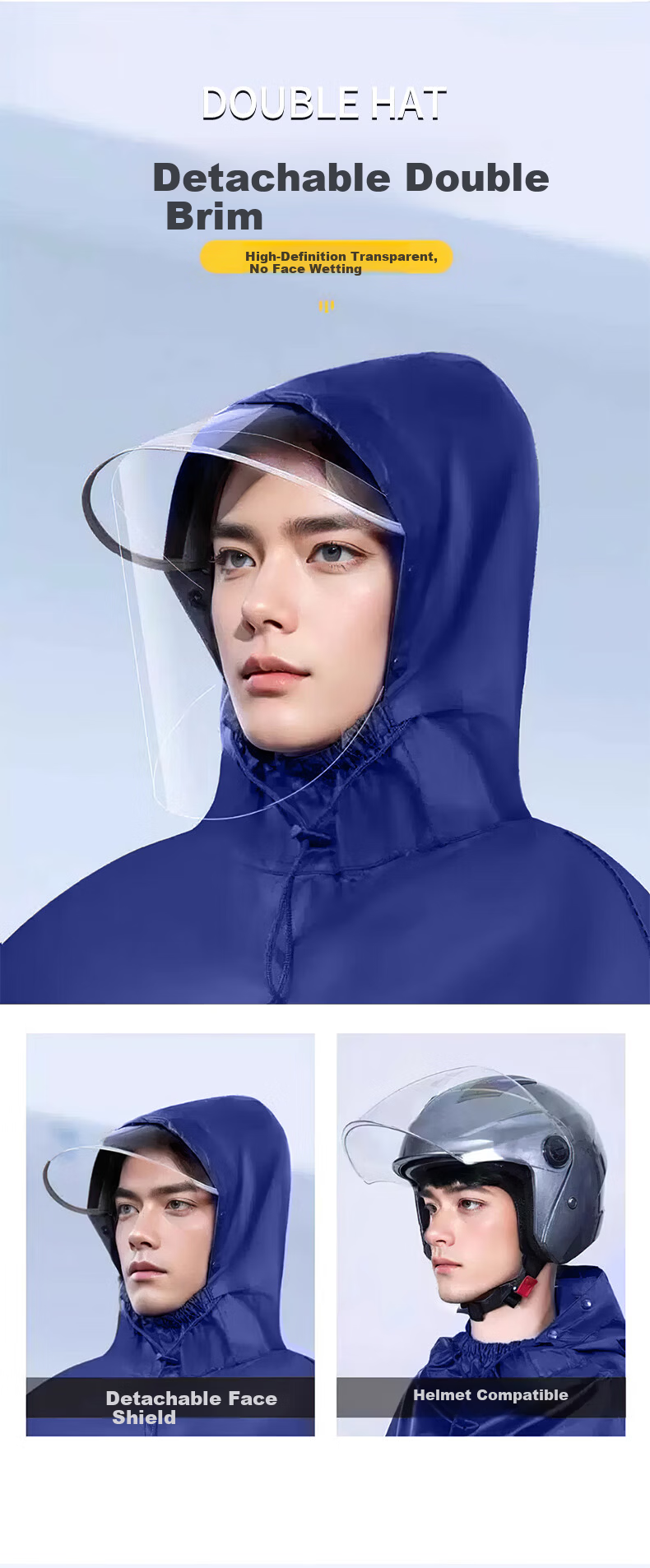Feilinsiman Electric Scooter Raincoat, Thickened Battery-Powered Bike Poncho for Men And Women, Adult Motorcycle Riding Raincoat, Heavy Rain Protection, Single-Person Raincoat 3