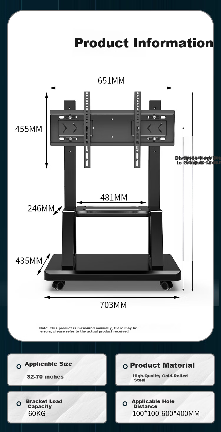 TAZD Mobile TV Stand (55-120 inch) Large Art TV Mount Compatible with PS5 Samsung Sony Huawei Skyworth Hisense TCL Floor Cart TV Cabinet 4