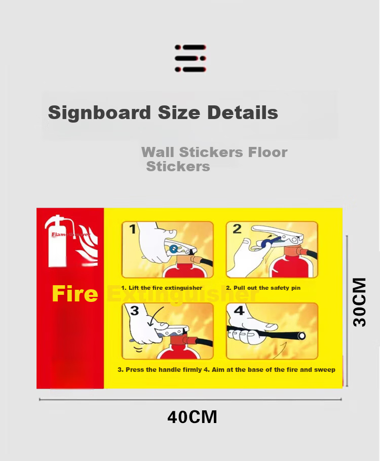 Yiju Changning Fire Extinguisher Usage PVC Fire Equipment Placement Safety Warning Sign 30x40cm 5-Pack 1