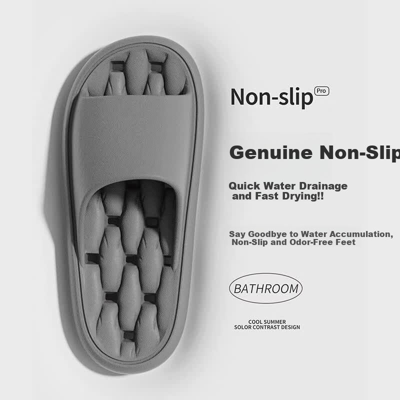 Ganmai Bathroom Leakproof Slippers for Men Indoor Home Non-Slip Quick-Dry EVA Hollow Out Sandals Gray Size 40-41