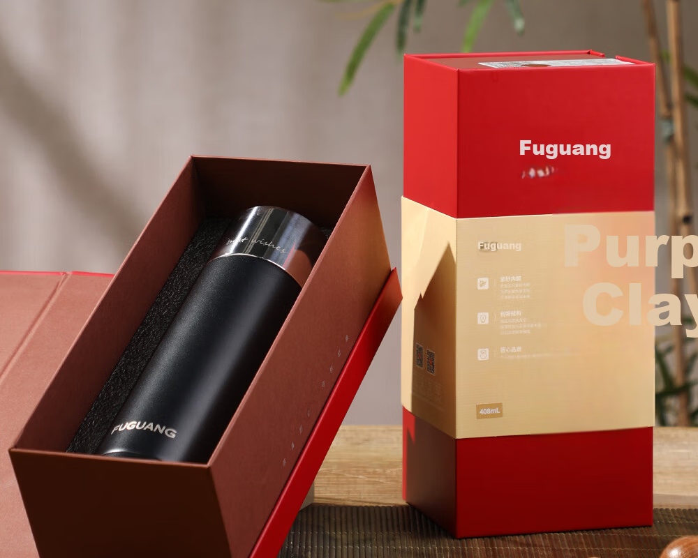 Fuguang Insulated Water Bottle Tea Cup for Men and Women Business Gift Large Capacity Purple Clay Cup 408mL 19