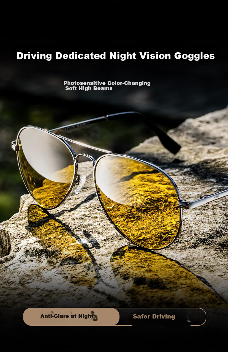 CAPONI Photochromic Night Vision Sunglasses Day and Night Use Polarized Driving Glasses for Men and Women Anti-Glare 3
