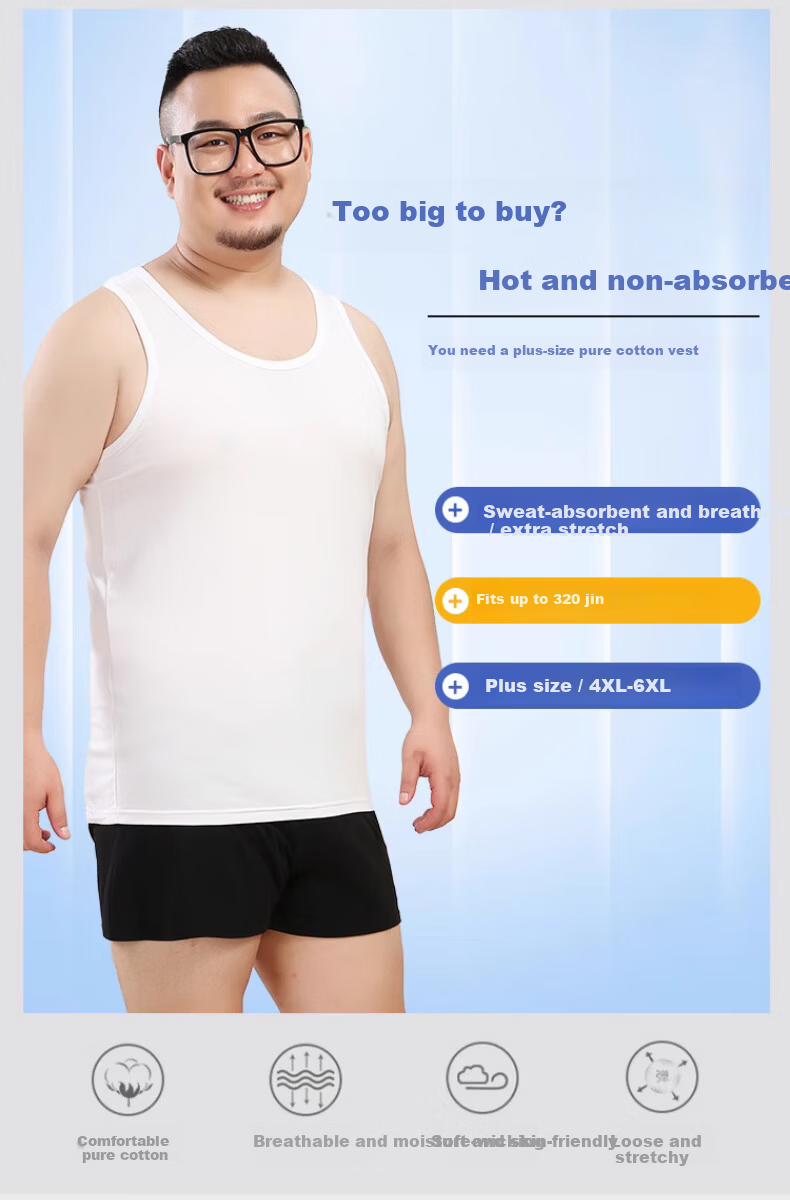 Langsha Plus Size Men's Cotton Vest 2026 New Loose Fit Extra Large Pure Cotton Sports Fitness Tank Top 2