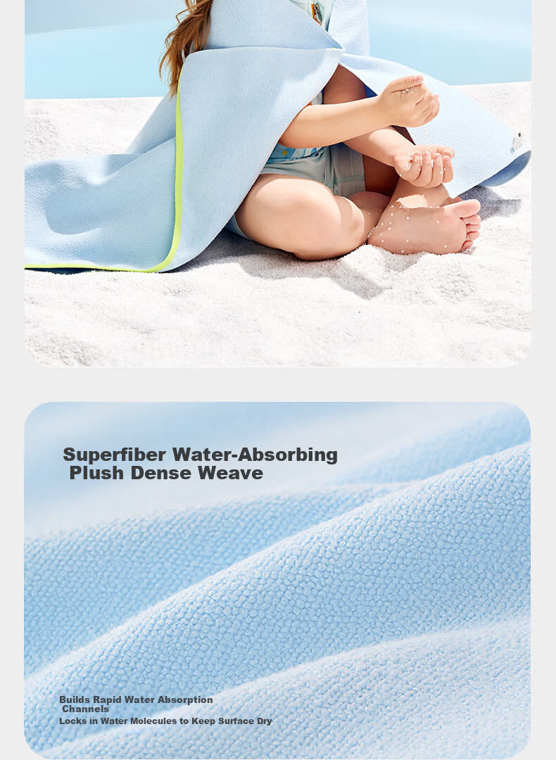 Babycare Infant and Toddler Sports Quick-Dry Bath Towel - Cloud Blue 70*140CM 6