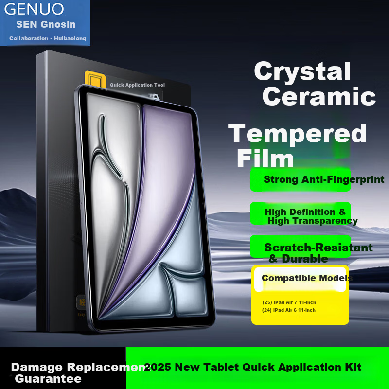 Gnoson Tempered Glass Screen Protector for iPad Air 11-inch 2025/2026 M3/M2 Chip Full Coverage Electroplated Anti-Scratch Dust-Free Easy Installation Tablet Screen Protector