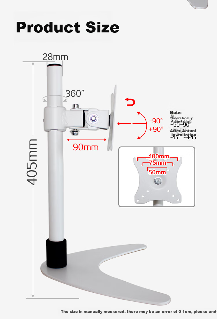 HILLPORT DZ23 White Monitor Riser Stand Desktop Computer Screen Stand Adjustable Rotatable Display Desktop Lift Base 4
