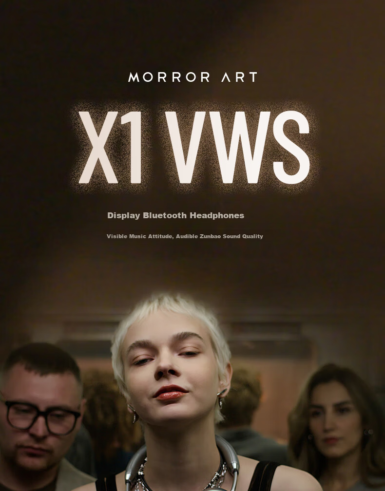 MORRORART VWS X1 Wireless Bluetooth Headphones with Active Noise Cancellation, Touch Screen, Long Battery Life, Birthday Gift, Compatible with Apple And Huawei, Standard Single Screen Version GT Silver 2