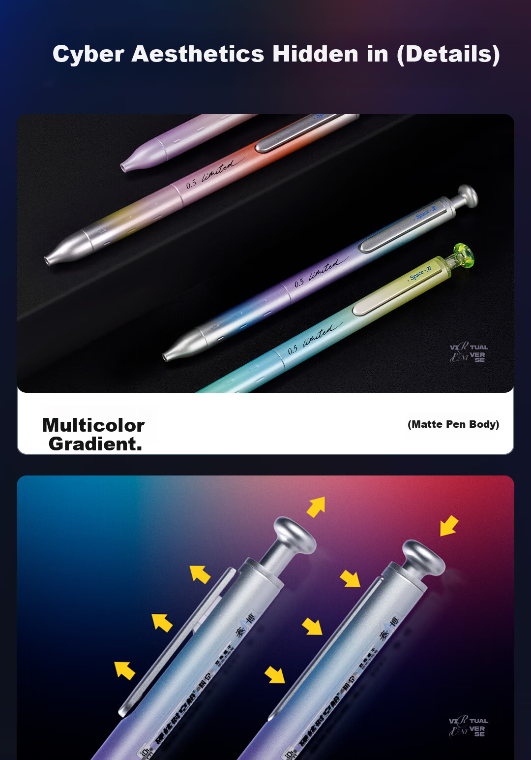 Dianshi Cyber Limited Edition Time Capsule Retractable 0.5mm Black Gel Pen High-Value Student Writing Practice Pen 0154A2Plus [5-Pack] 9