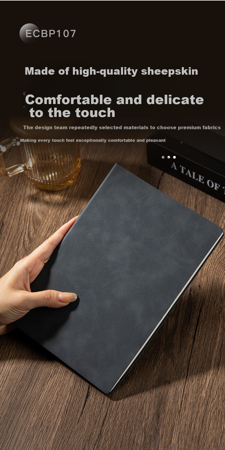 COMIX Popular Sheep Suede Notebook Fashion Leather Business Skin-friendly Journal Diary Meeting Notes Customizable A5/80 Sheets Black ECBP107 3