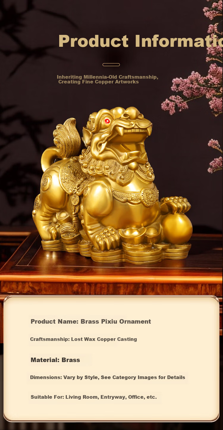 Bin Yue Brass Pixiu Figurines Male and Female Pair Large Treasure Bowl Set Home Living Room Entryway Housewarming Gift 14