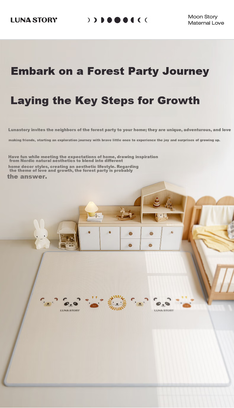LUNASTORY Baby Crawling Mat Infant Play Mat Double-Sided Printed XPE Children's Picnic Mat 180*150*2cm 21