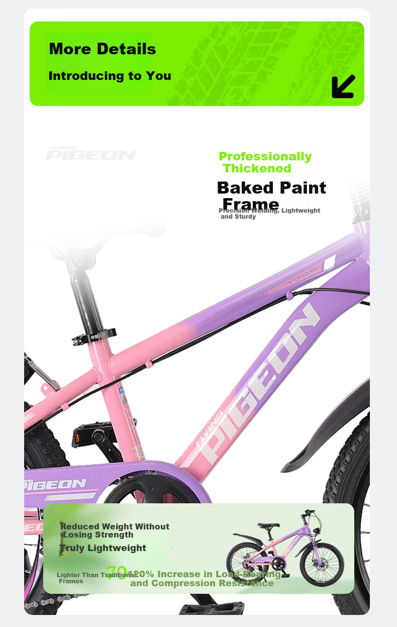 Feige Children's Bicycle TuoJie-T6 Mountain Bike Boys and Girls Student Pedal Bike Kids Bike Xingmang Pink Purple 7-Speed 20 Inch 8