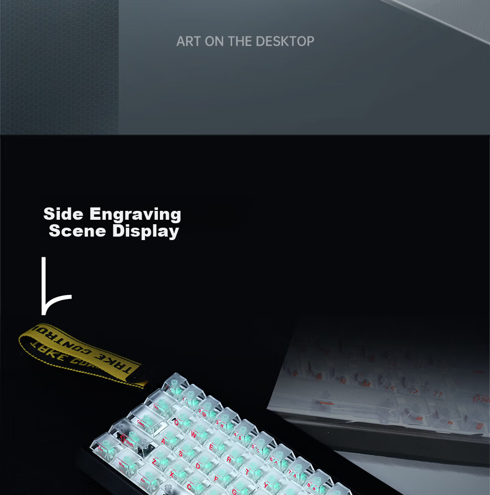 Zhenhuo Gaming Fog Transparent Keycaps Transparent Wooting Little Bee Made68/75 Mechanical Magnetic Axis Keyboard Custom PBT 130 Keys White 6