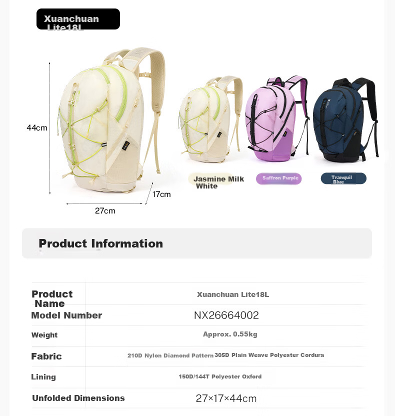 MOBIGARDEN XuanChuan LITE Hiking Backpack Outdoor Mountaineering Travel 18L Double Shoulder Bag NX26664002 Saffron Purple 15