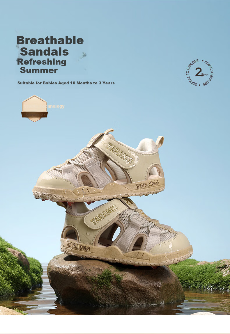 TARANIS 211 Toddler Boys Summer New Girls Sandals Breathable Non-slip Children's Shoes Apricot 19 1