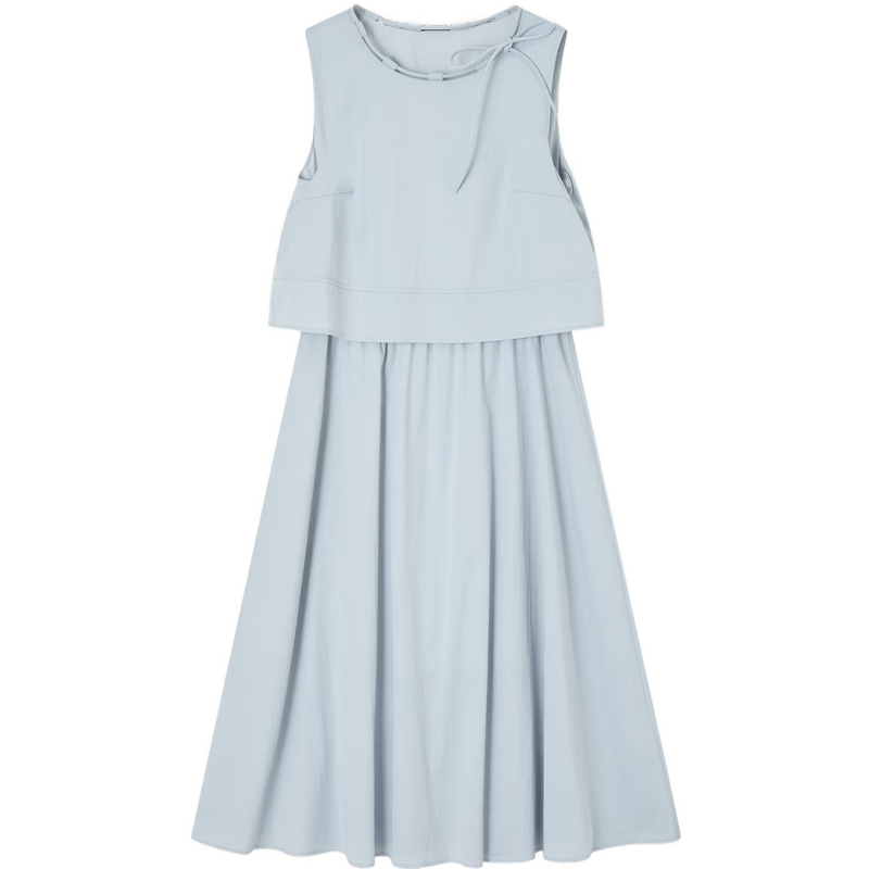 Demana Cotton Cloud Nap Summer Adjustable Strap Round Neck Denim Dress A-Line Mid-Length Women's Dress