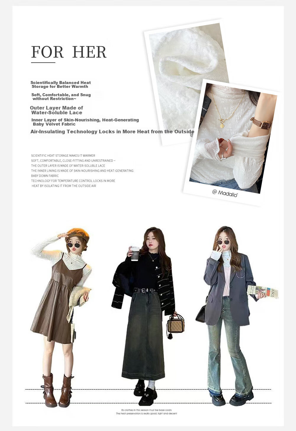 Modal Lace Base Layer Top for Women 2026 New Fleece Thickened Autumn Winter Half Turtleneck White Mesh Shirt White 2