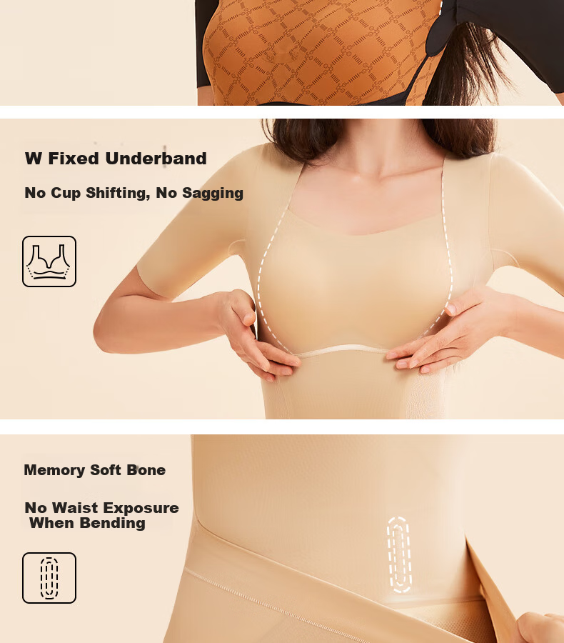 GRACEWELL Women's One-Piece Shapewear Tummy Control Hip Lift Waist Cincher Wireless Seamless Postpartum Body Shaping Garment Black L 4