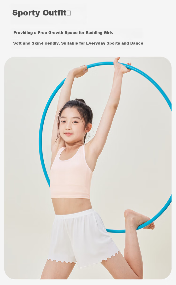 Jiusuiban Girls' Underwear, Children's Spring And Summer Mesh Thin Bra, Developmental Bra for Older Girls 8-10 Years Old, Sports Mid-Length Vest 4