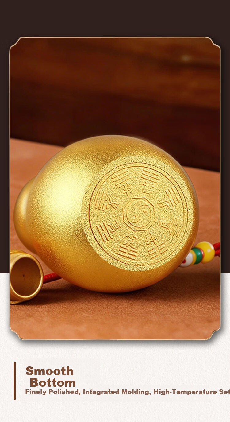 Bin Yue Copper Gourd Pendant Open Hollow Brass Matte Gold Gourd Ornament Small Copper Entryway Decoration Living Room Ornament 10