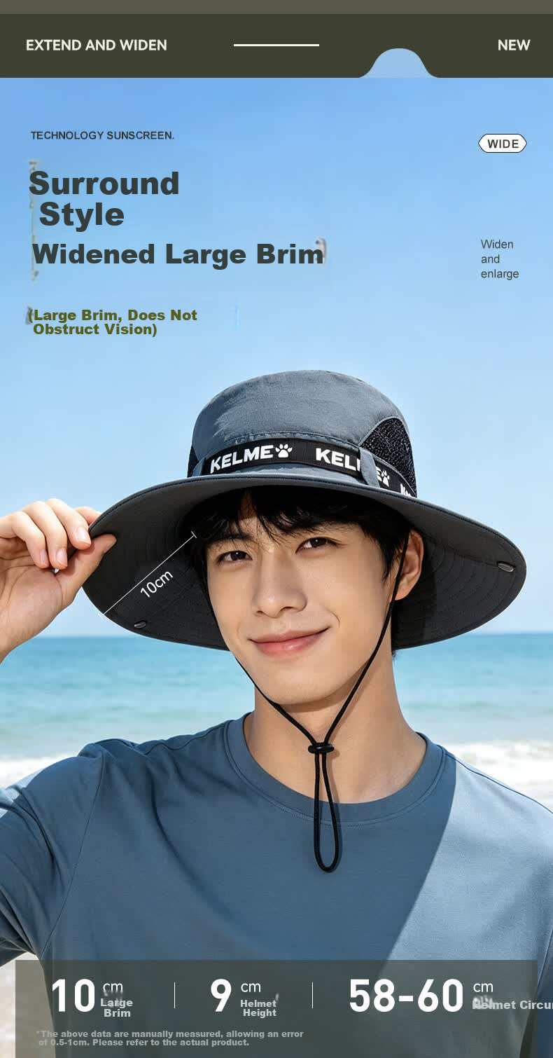 KELME Unisex Summer Outdoor Sun Protection Wide Brim UV Protection Breathable Fisherman Hat for Hiking and Fishing 7