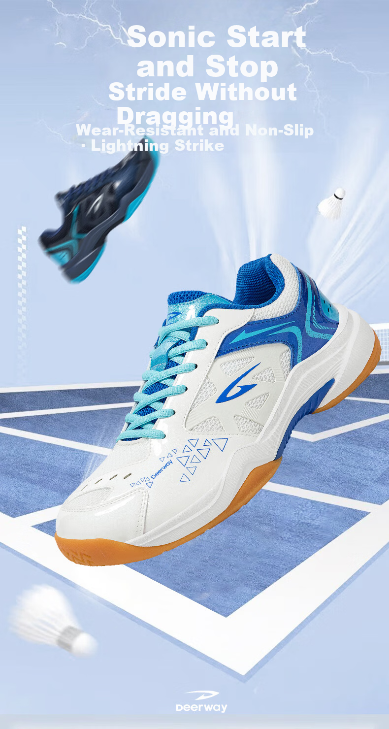 Dareway Unisex Badminton Shoes Shock Absorption Comfortable Stable Support Breathable Competition Training Sports Shoes White Lake Blue Size 45 1