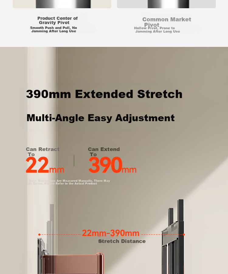 Junao Embedded Dual-Arm Telescopic TV Wall Mount Bracket, Extendable and Rotatable, Compatible with 75-110 Inch TVs, Universal for Xiaomi, Hisense, Skyworth, TCL 23
