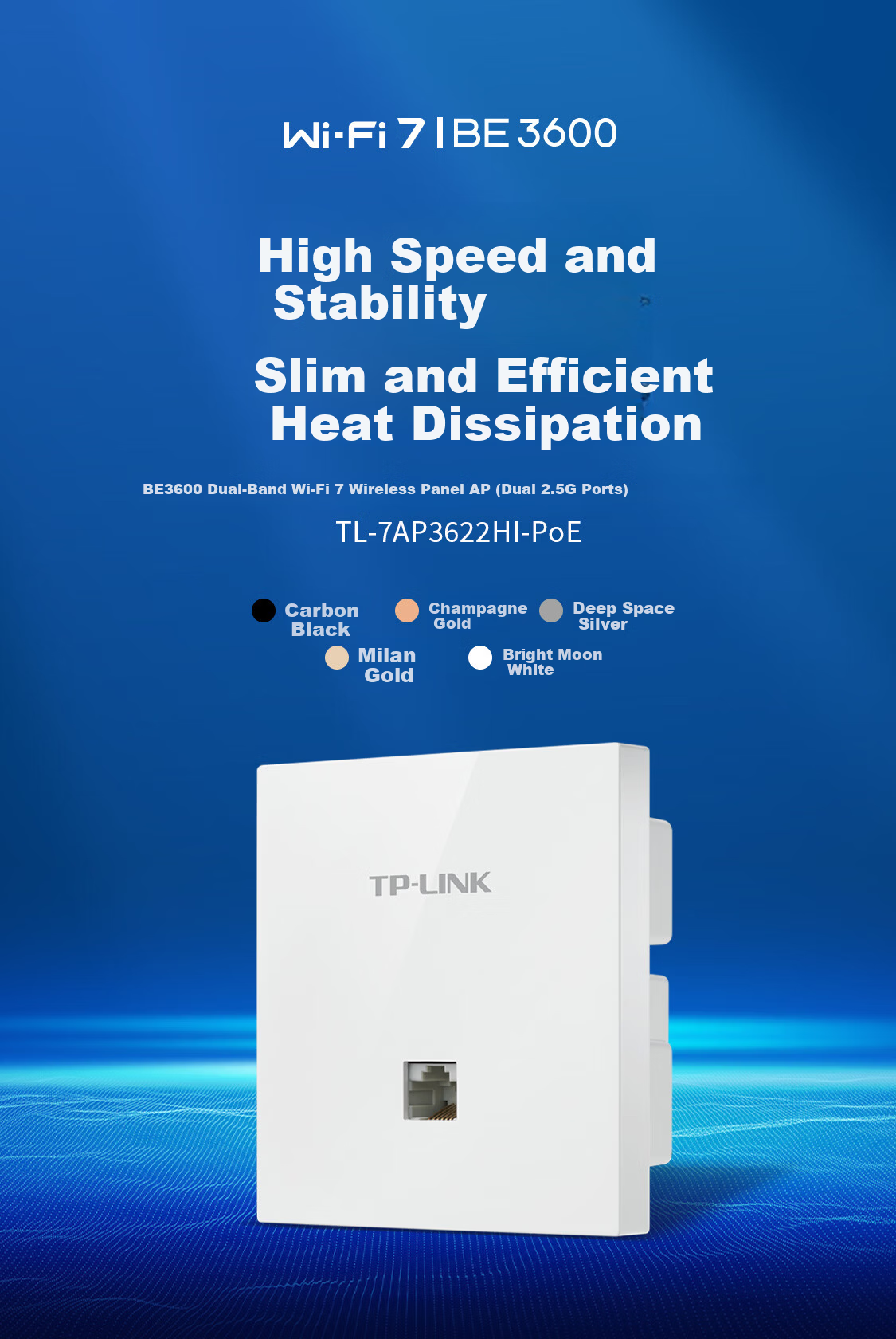 TP-LINK Wi-Fi 7 Wireless Panel AP BE3600 Dual Band Dual 2.5G Ports Whole Home WiFi Kit Perfect for 2000M Broadband TL-7AP3622HI-PoE 1