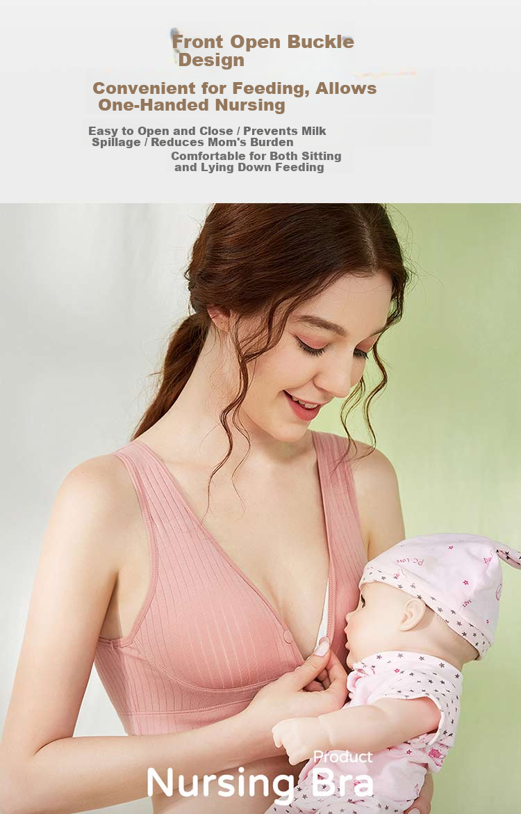 Aibaoshi Maternity Bra, Push-Up Nursing Bra, Pregnancy And Postpartum Breastfeeding Bra, Front Opening, Brown Gray, XL Size M382 5