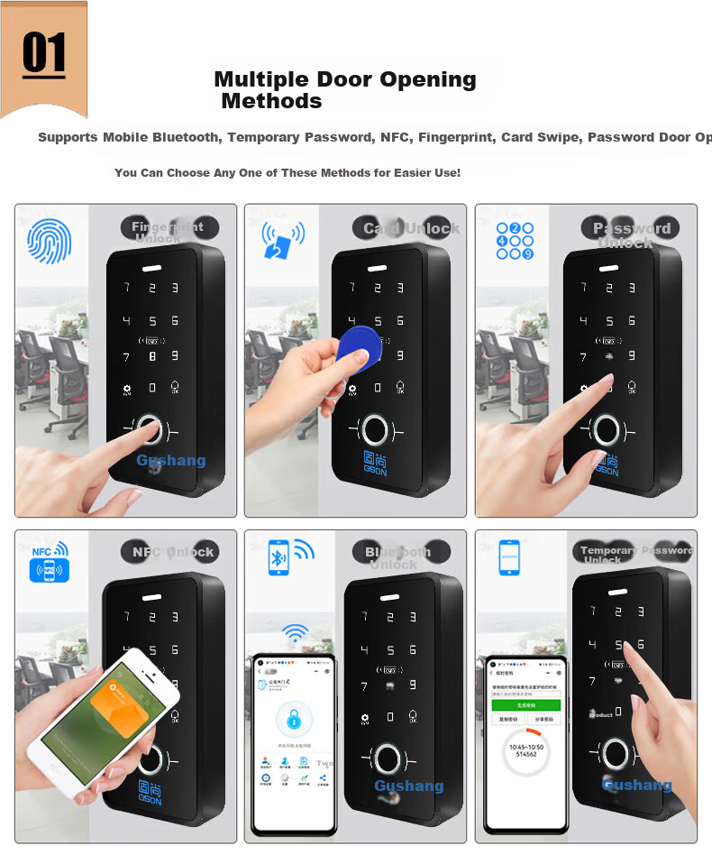 GS GSON Access Control All-in-One Machine Dual Door Electromagnetic Lock Fingerprint Attendance Card Password Magnetic Lock Exit Switch Power Supply Access Control System Device 1