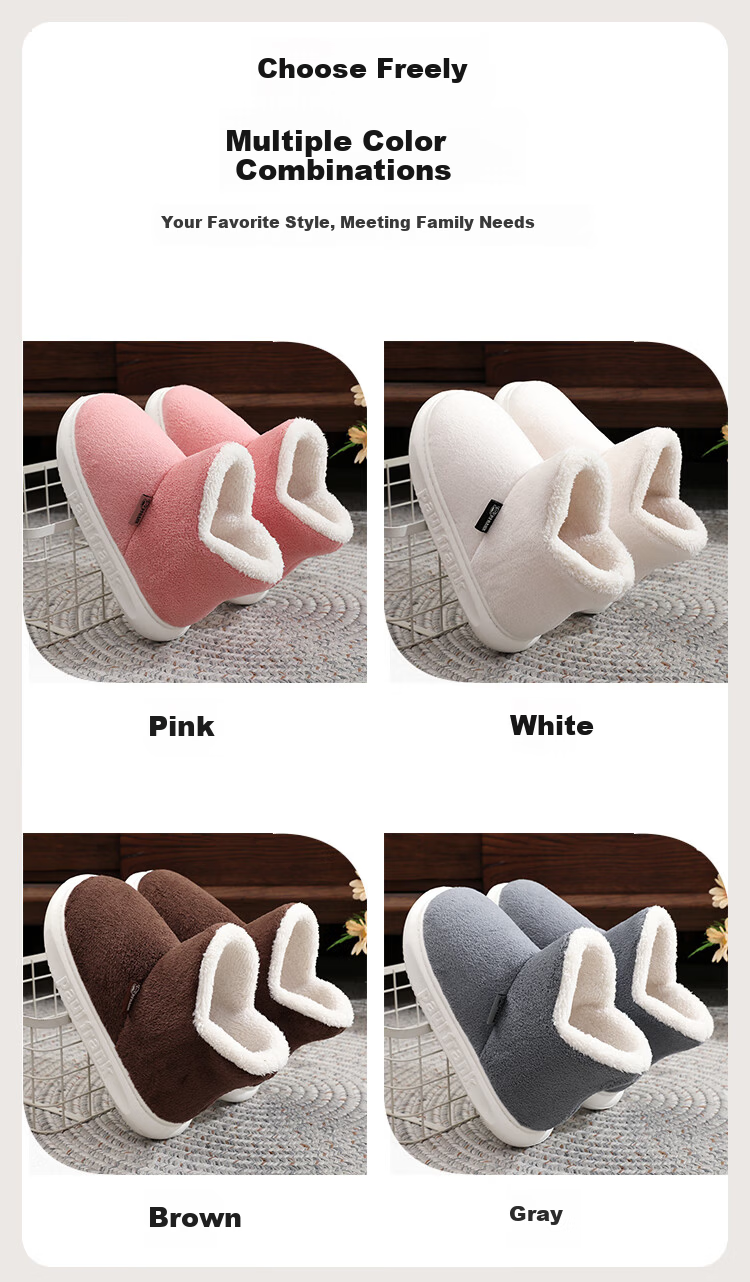 Paul Frank Authentic Cotton Shoes Unisex Winter Plush Thickened Windproof Non-slip Warm Thick Sole Home Gray Size 44-45 7