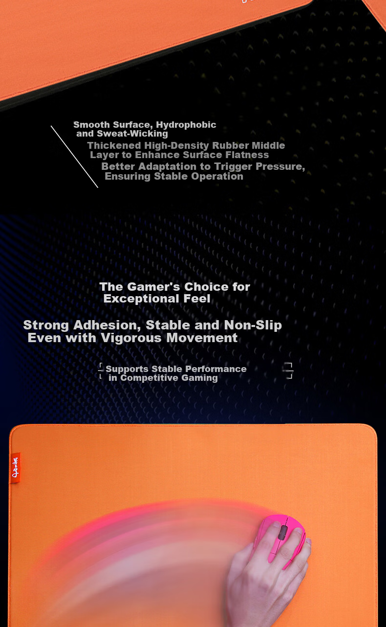 AKNK Gaming Esports Mouse Pad FPS Large Mouse Pad Gaming Mat Sunken Edge Locking Type Swordsmith Zero-Fine Surface Mouse Pad Zero Type - Orange 6
