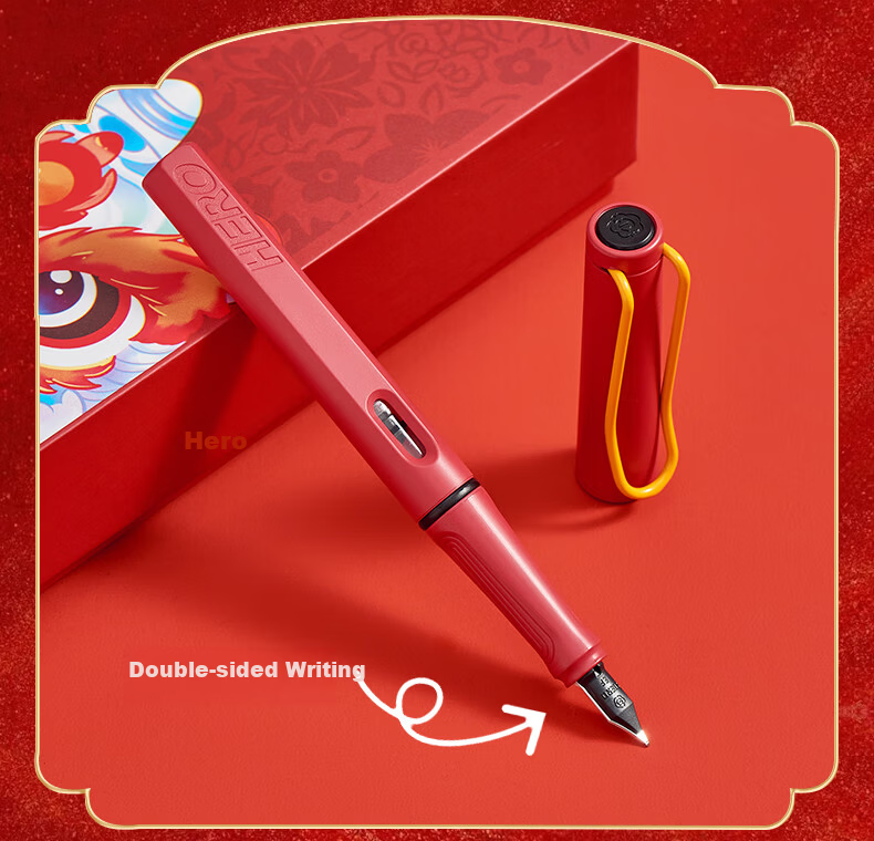 HERO Fountain Pen 359PLUS Green Double-Sided Writing Gift Box for Primary School Students Grades 3-5 Calligraphy Practice Student Day Gift Shuyun Light 7