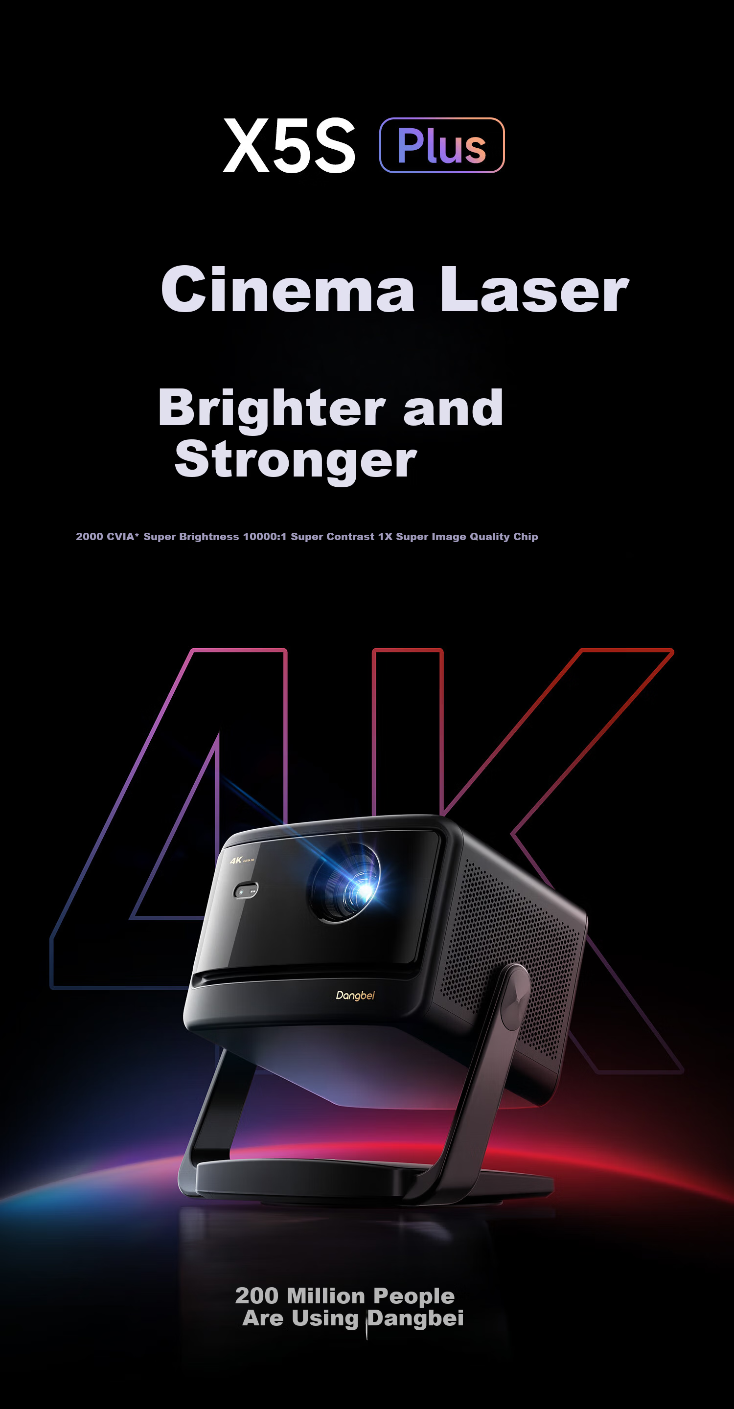 Dangbei X7 Max 4K Ultra HD Tri-Color Laser Projector Home Zoom Shift Lens Family Theater Bedroom National Subsidy 20% (3400 ISO Brightness Dolby Vision) 5