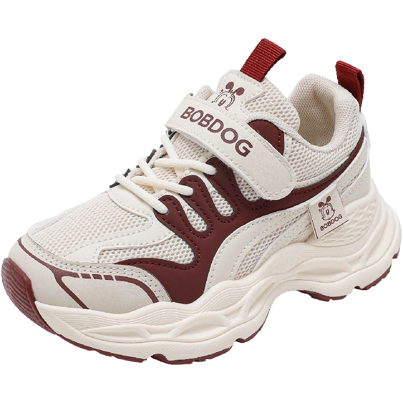 BOBDOG Kids Girls Spring Mesh Breathable Running Shoes Low-top Versatile Children's Sports Shoes 102561039 Beige/Wine Red Size 32