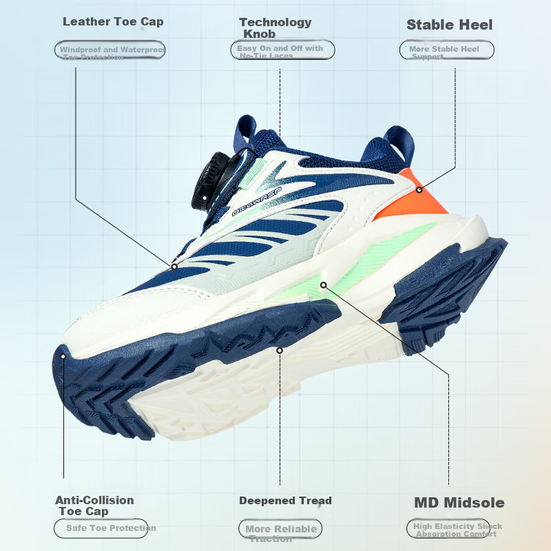 Bumblebee Kids Autumn Winter Leather Boys Sports Running Shoes Student D102531116 Gray Black Size 32