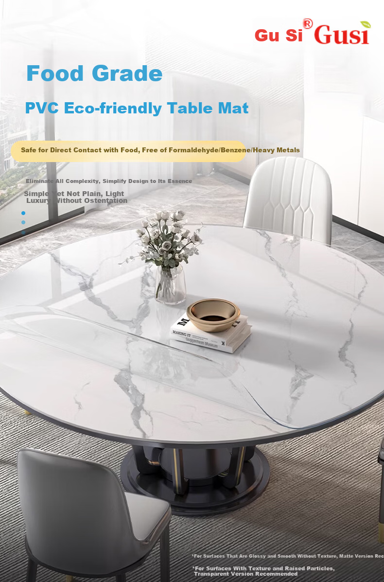 Gusi Round Table Protector Mat Transparent Round Tablecloth Waterproof Oil-proof Heat Insulation Mat Diameter 60cm 3