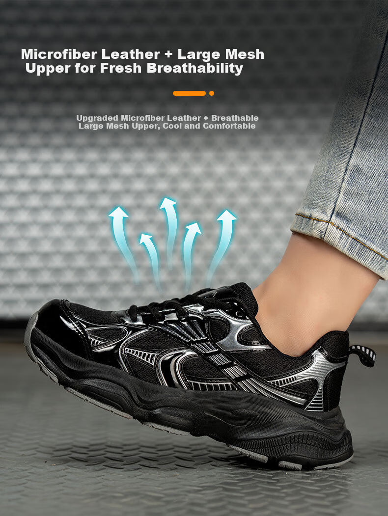Chichengniao Women's Safety Shoes Anti-Smash Anti-Puncture Steel Toe Summer Breathable Lightweight Comfortable Work Protective Construction Durable Safety Shoes [Ultra-Light Soft Sole] Anti-Smash Anti 11
